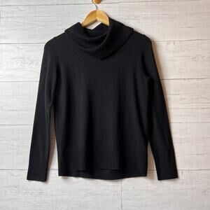 Talbots Sweater Womens Size XS Black Pure 100% Merino Wool Turtle Cowl Neck